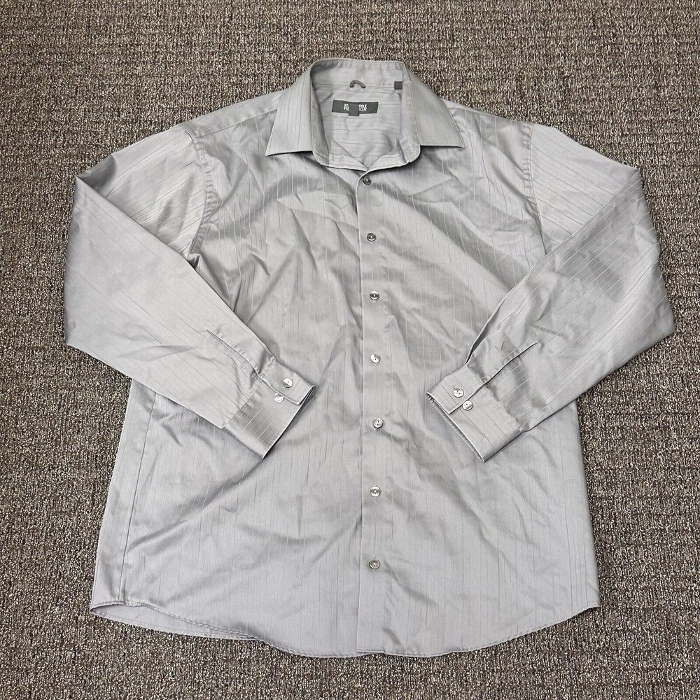 Kenneth Cole Reaction L/S Shirt Mens‎ Sz L 16 32-33 Button Wrinkle Free FLAW